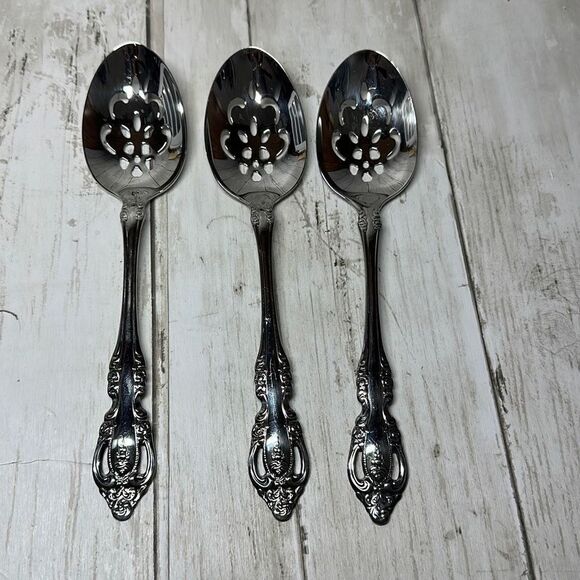 Oneida Community Brahms Stainless Steel Pierced Serving Spoon 3 pack - Picture 1 of 6